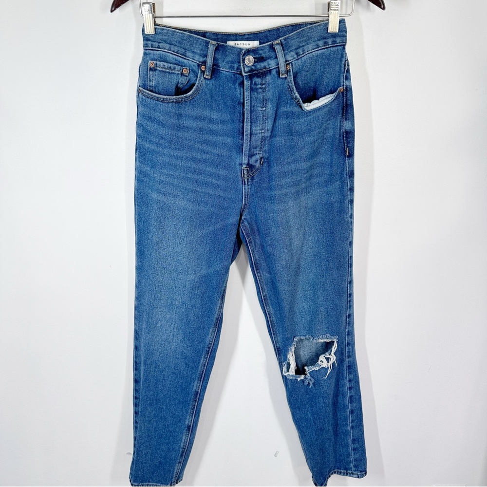Pacsun Ultra High Rise Slim Leg Jeans size 27 Ripped Knee